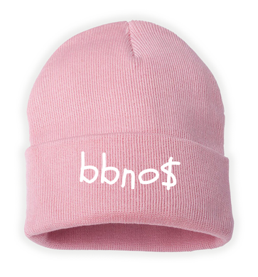 Pink Beanie with Embroidered Font